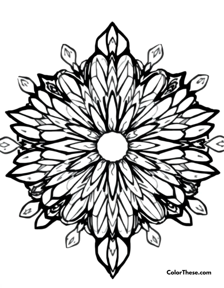 Free printable hawk mandala with wing patterns coloring page for kids and adults. A mandala featuring hawk-inspired wing patterns.
