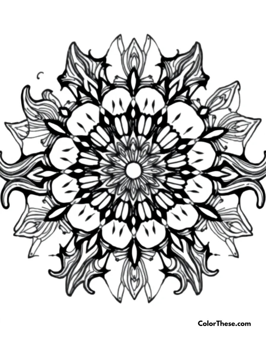 Free printable horse mandala with mane patterns coloring page for kids and adults. A mandala featuring horse-inspired mane patterns.