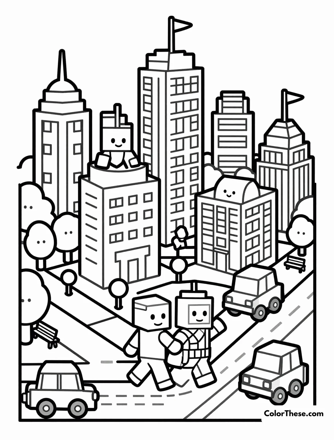 Free printable roblox city life coloring page for kids and adults. Discover the vibrant Roblox City Life coloring page. Perfect for all ages, download and print to explore a bustling cityscape with your creative flair!