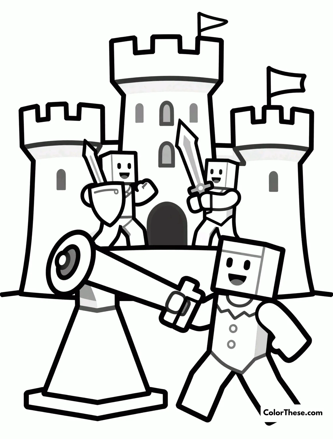 Free printable roblox medieval castle siege coloring page for kids and adults. Unleash your creativity with our Roblox Medieval Castle Siege coloring page. Perfect for all ages, this printable PDF brings a thrilling scene to life.