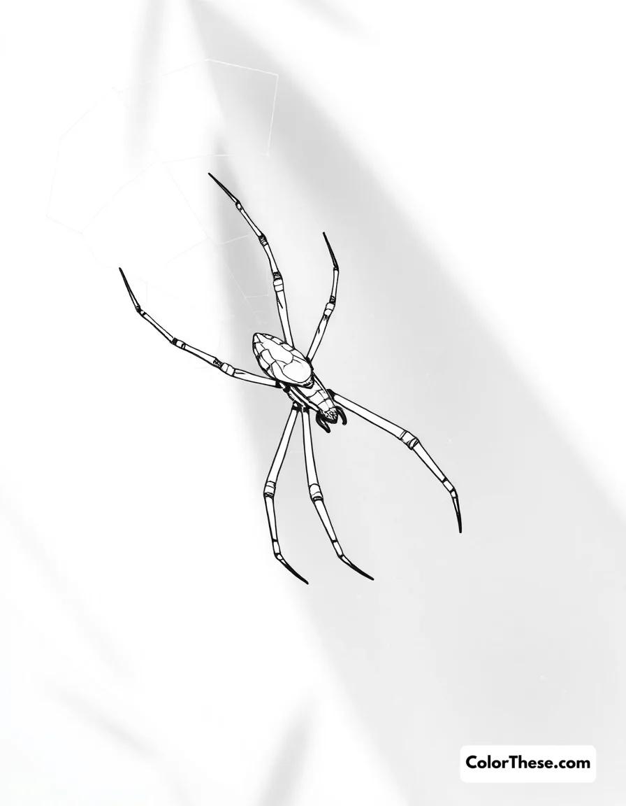 Free printable daddy longlegs on a web coloring page. A daddy longlegs spider on its delicate web.