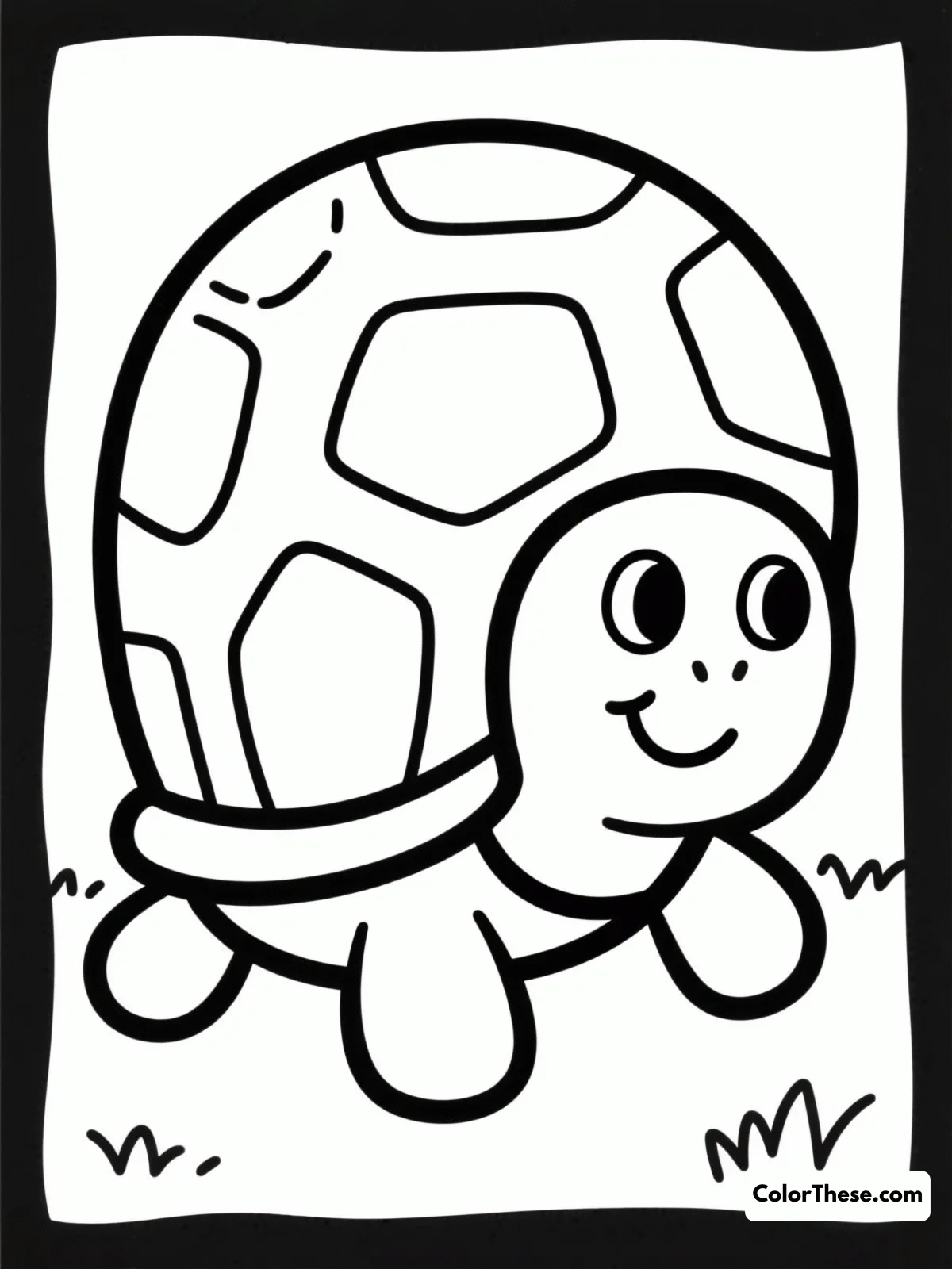 Free printable cartoon turtle with a big shell coloring page for kids and adults. Bring this charming cartoon turtle with a big shell to life with your favorite colors. Perfect for all ages, this page offers a delightful mix of simple and intricate elements for a fun and creative experience.