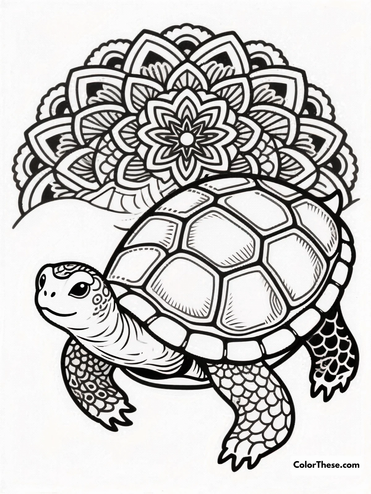 Free printable zen turtle with mandala shell coloring page for kids and adults. Explore the tranquility of the Zen Turtle with its mandala shell, a perfect coloring page for all ages to enjoy mindful coloring and creative expression.